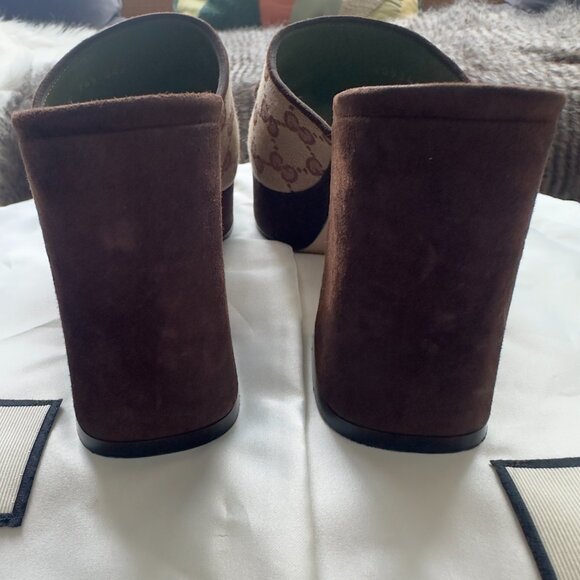 Gucci Houdan Platform Heel in Canvas & Suede - Picture 4 of 7